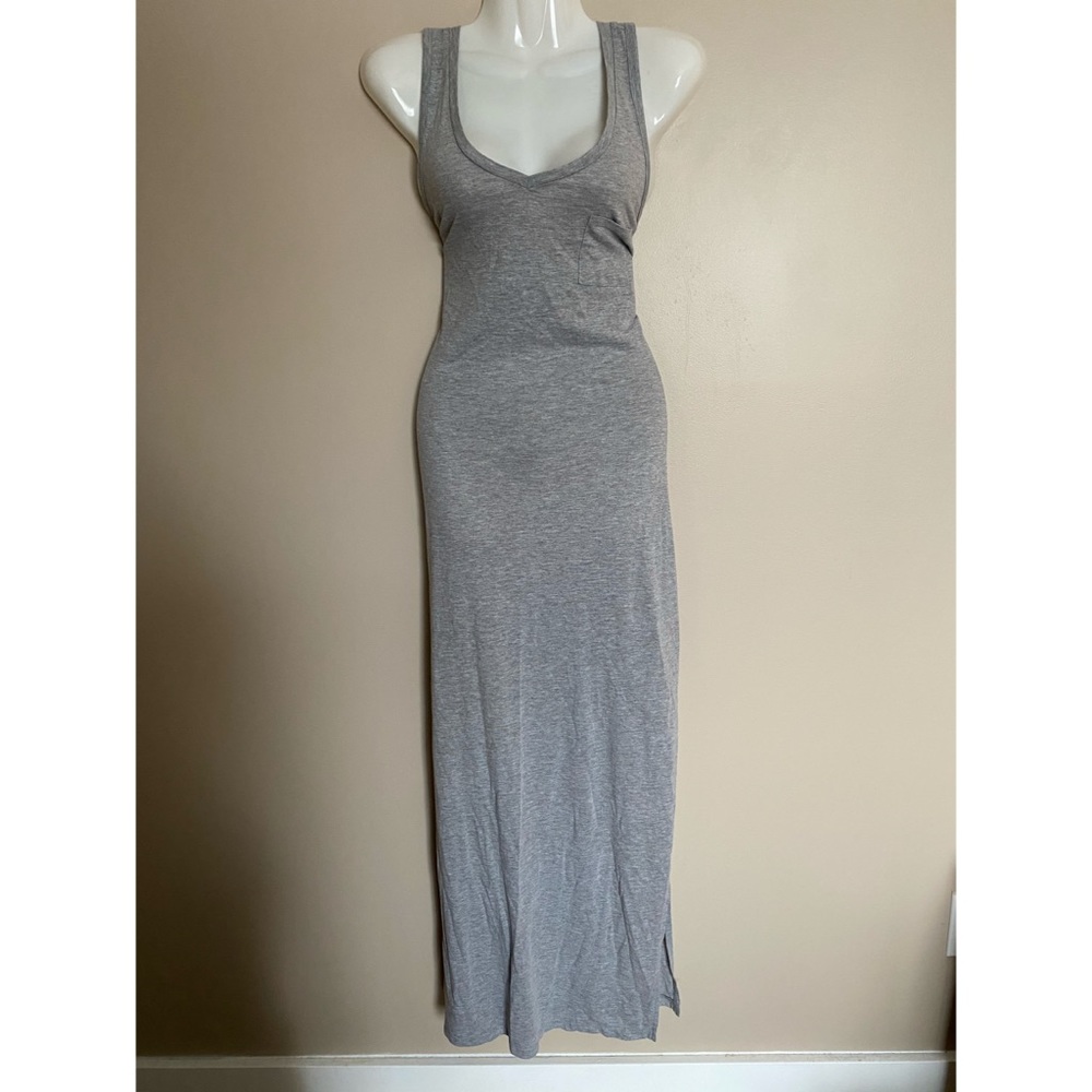 Grey Double Split Maxi Dress With Pocket